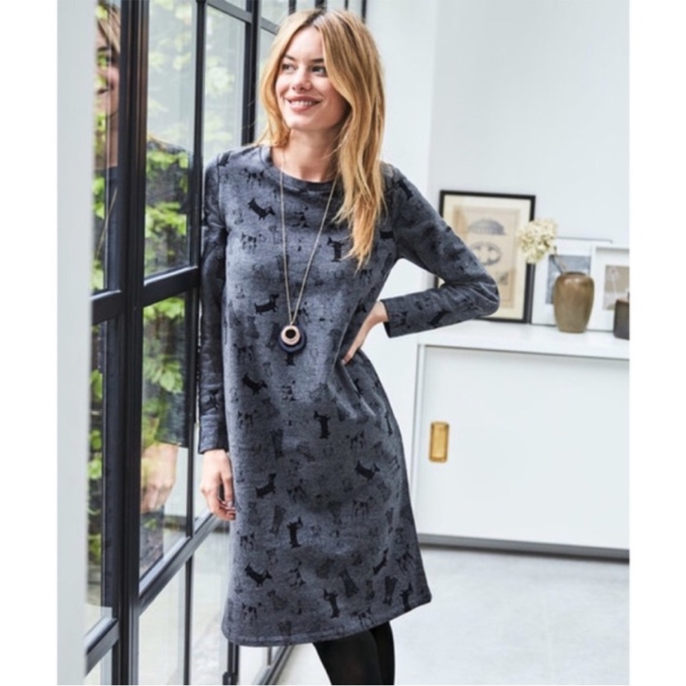 Boden Doodle Dog Sweatshirt Knee Length Mini Dress
